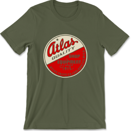 Atlas Press Co. — "Atlas Quality" Emblem (Cream & Red-Orange on Clear)